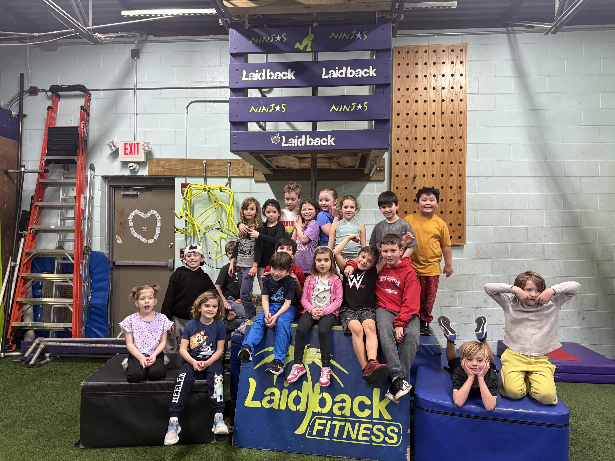 Kids enjoying a Ninja Warrior birthday party at Laid-back Fitness in Warwick RI